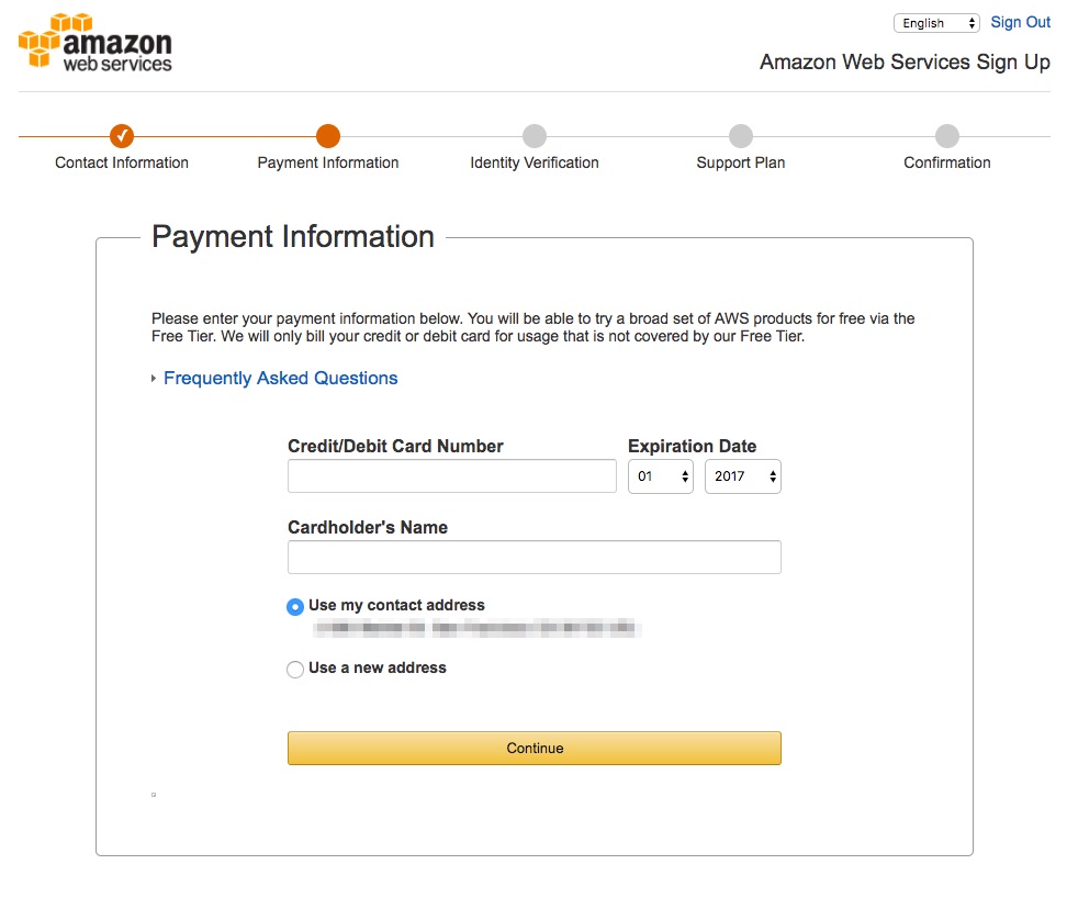 AWS Payment Information Page